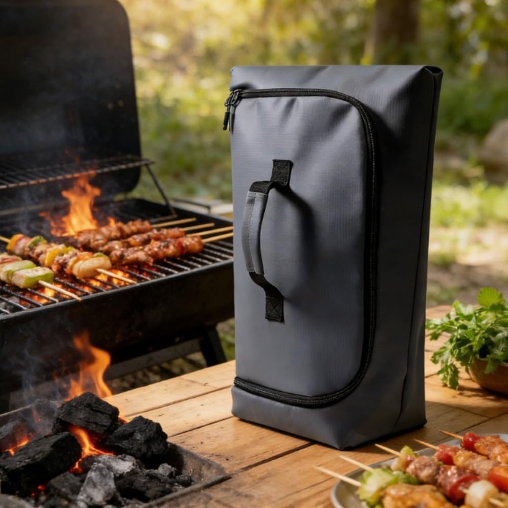 Coperta isolante per barbecue, 53 cm, a prova di perdite, borsa per