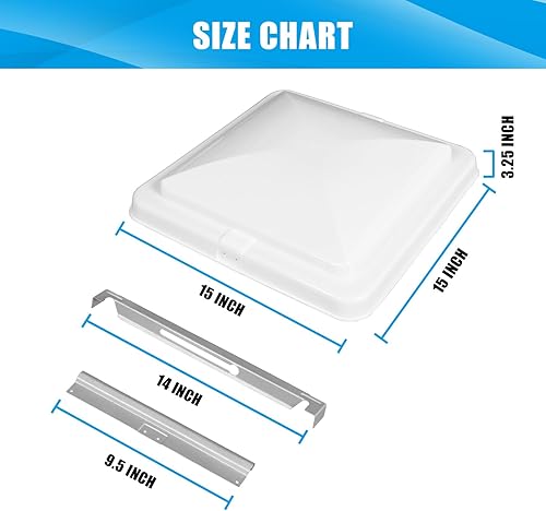 Miniatura 3 de Jack Boss - Cubierta de ventilación de techo compatible con cubierta de ventilación de techo de repuesto de 14 x 14 pulgadas para caravana,