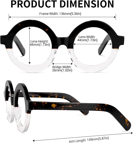 Miniatura 5 de Zeelool Calhoun ZOA01776 - Gafas de bloqueo de luz azul redondas y gruesas para mujeres y hombres