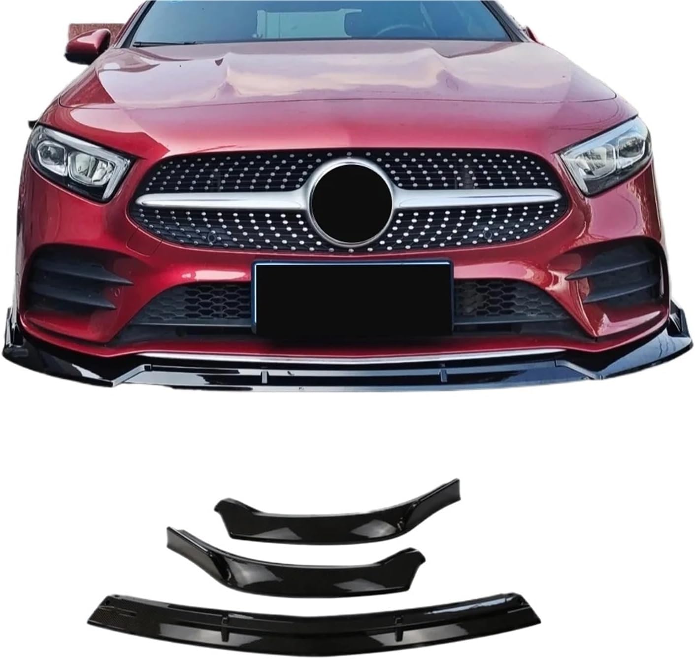 Diffuser Deflector Front Splitter Bumper Lip Spoiler Protector Trim Compatible for Mercedes for Benz A Class W177 2019-2023 Tuning Accessories(Glossy Black)