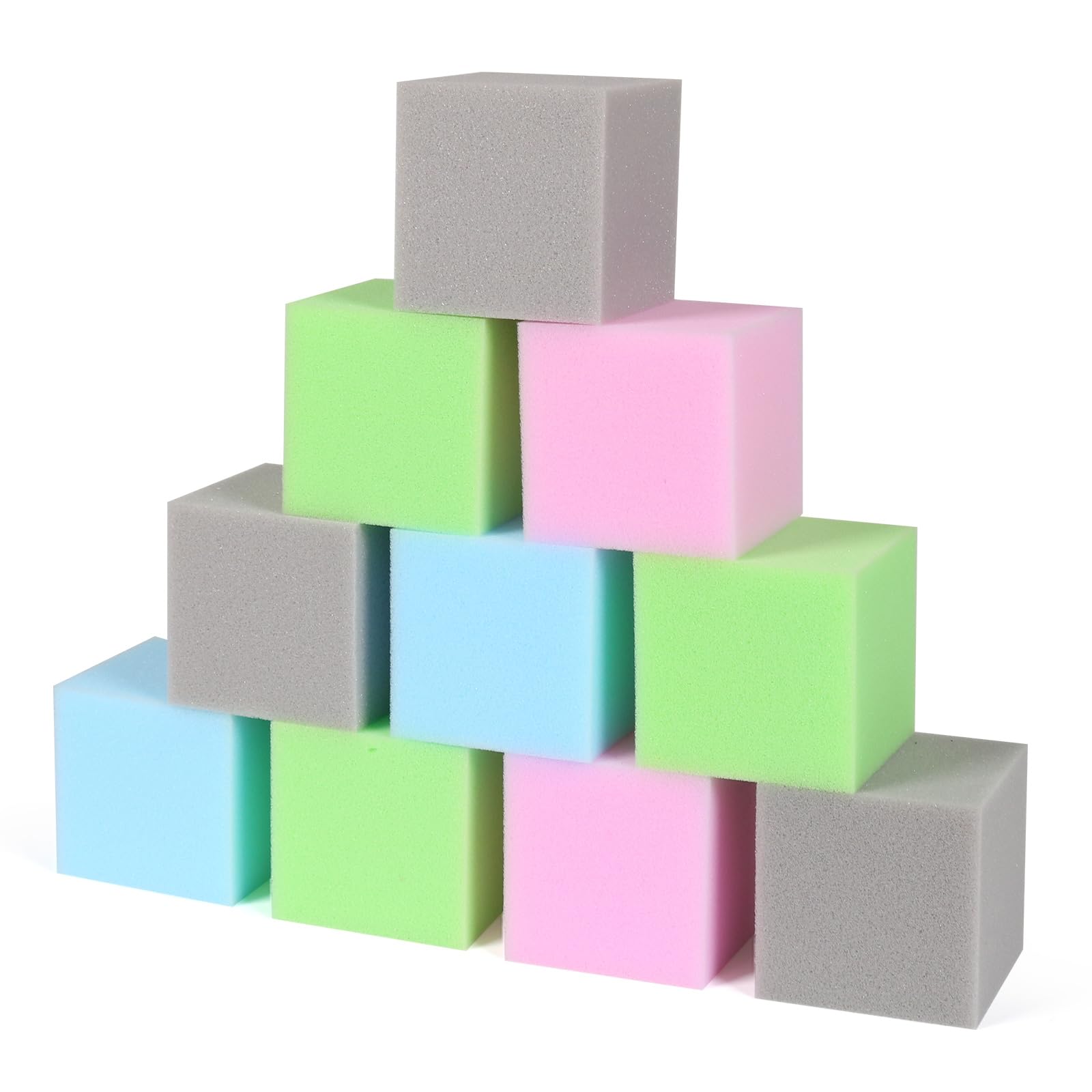 TRENDBOX Foam Cube, 48 PCS of 3.15 x 3.15 x 3.15 Inch Soft Blocks, Gymnastics, Rock Climbing, Trampoline and Other Sports Cushion Pads, Indoor Park Foam Pit Filler - Four Colors（Blue/Green/Grey/Pink）