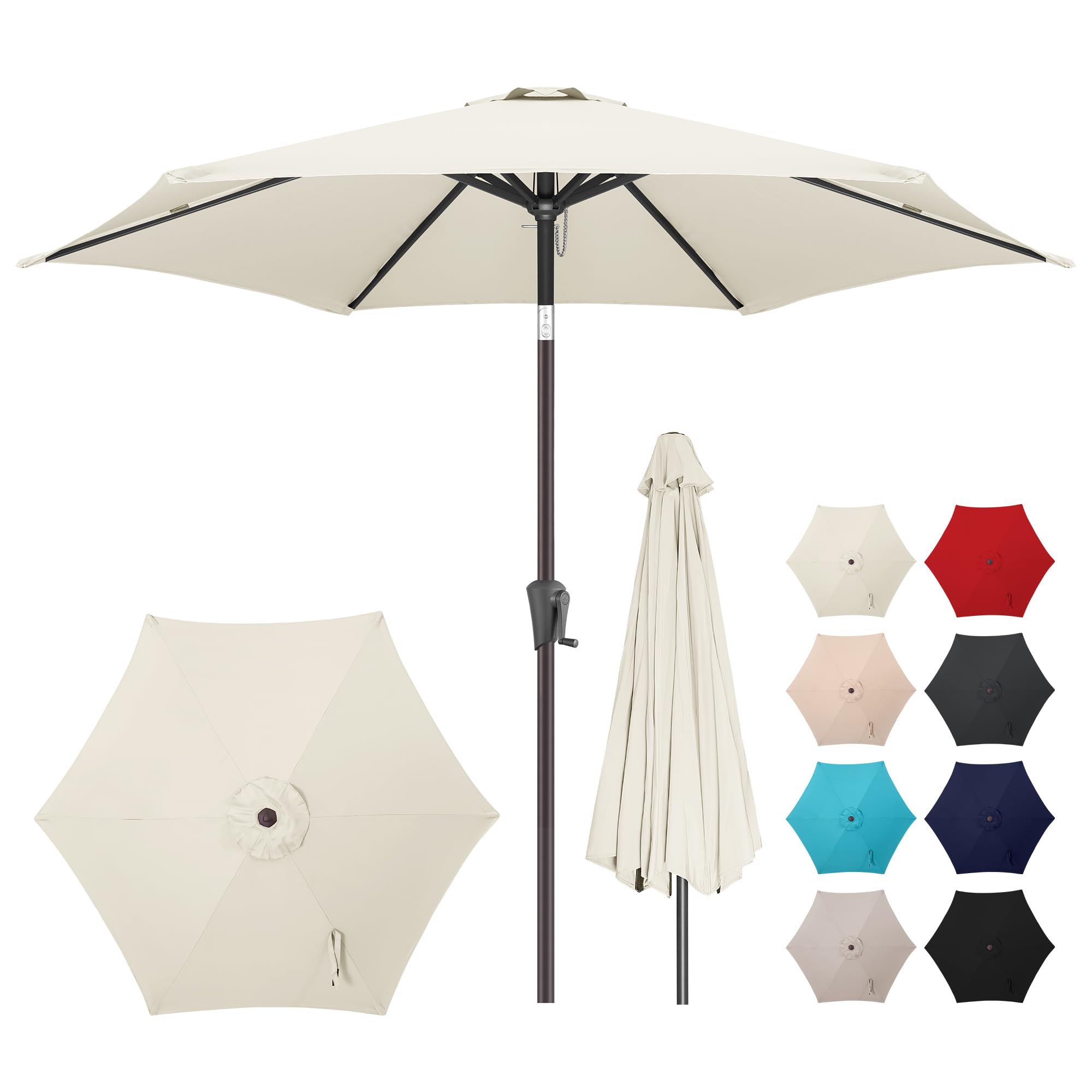 7.5" Outdoor Patio Umbrella - Table Umbrella Waterprool UV Protection, Sombrillas de Patio with Push Button Tilt&Crank, Sun Umbrella for Pool, Porch, Garden, Deck, Backyard(Ivory)