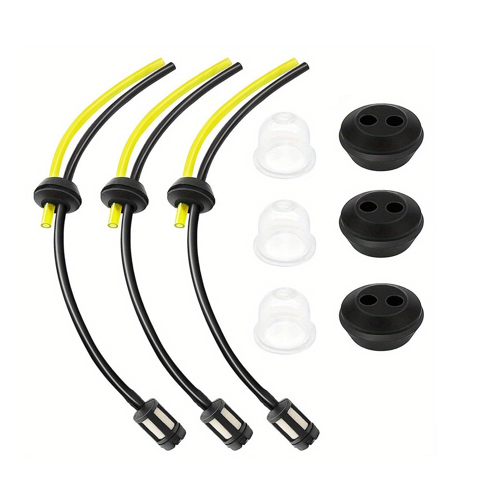 Peapin Black 3Pcs Universal Strimmer Fuel Line, Fuel Line Hose Kit, Petrol Strimmer Parts, For Brush Cutter Trimmer Mower Hedge Trimmer