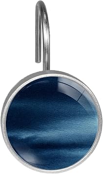 Navy Blue Shower Curtain Hooks Set of 12 for Bathroom Decor | Rustproof Metal Decorative Shower Hooks Rings for Curtains Rods