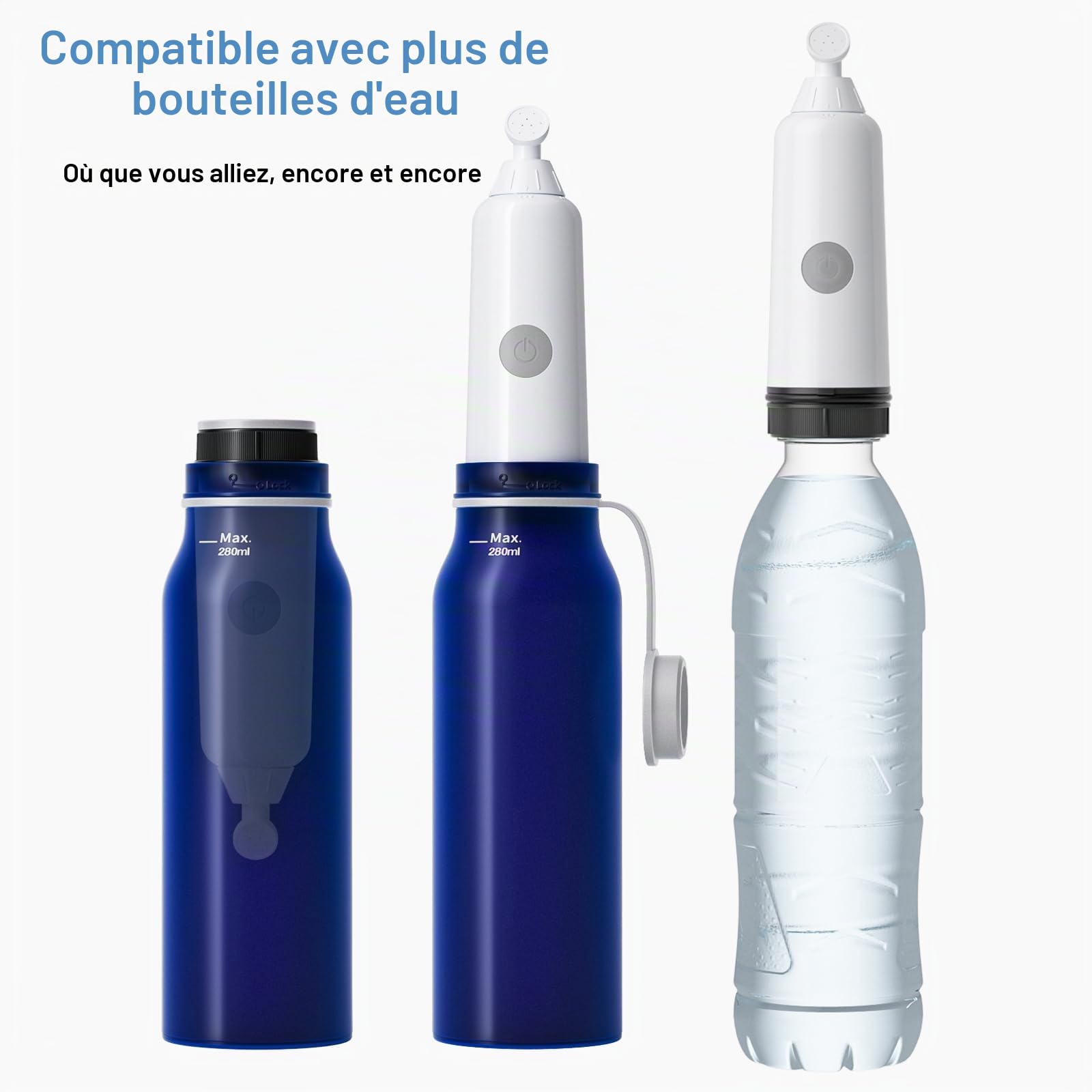 BIGCOW Bidet Électrique Portable | Douchette WC 3 Jets IPX7 | Pression Réglable & Rechargeable | Hygiène Intime, Postnatal, Hémorroïdes (Bleu)