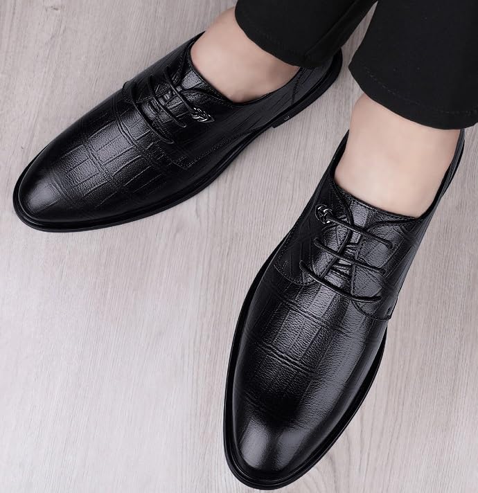 Men's Leather Oxford Shoes Lace-Up Pointed-Toe Classic Business Non-Slip Formal Dress Comfort Shoes4