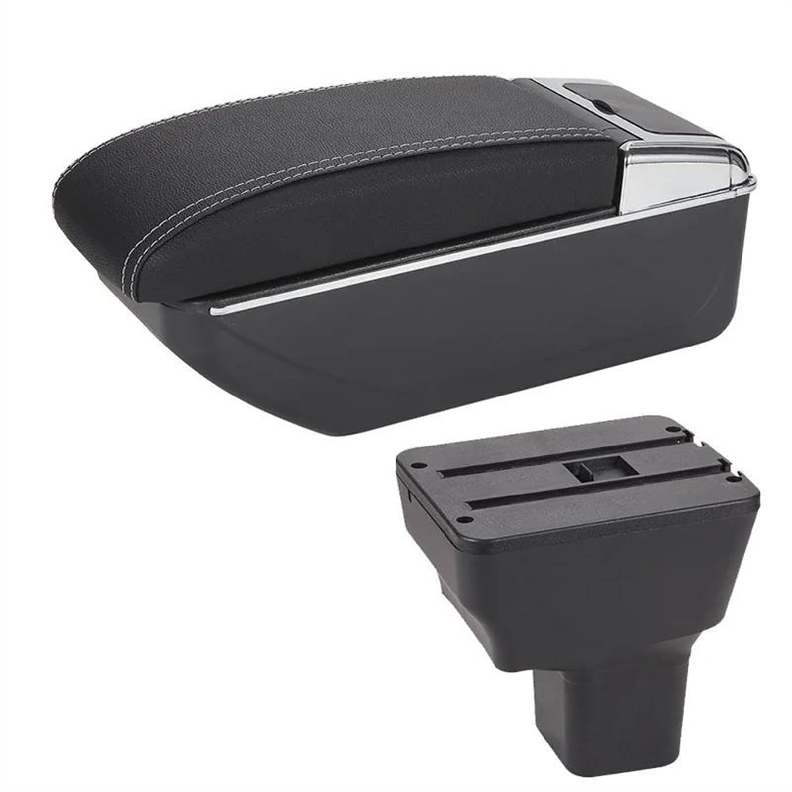 NOHEEU Car Center Console Storage Box Multifunctional Armrest Interior Accessories For Kicks 2016-2021(D3 Black white No USB)