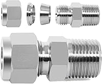 ChillWaves 304 Stainless Steel 1/2" OD x 1/2" NPT Male Compression Tube Fitting Union Connector, 2-Pack - Corrosion-Resistant