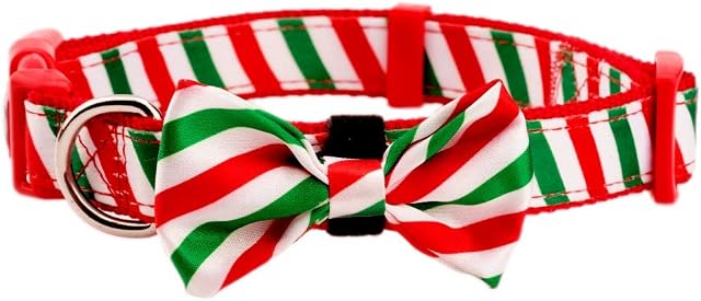 Petiry Christmas Dog Collar Festive Xmas Dog Collar with BowTie For Large Dogs Neck 41-64cm Red