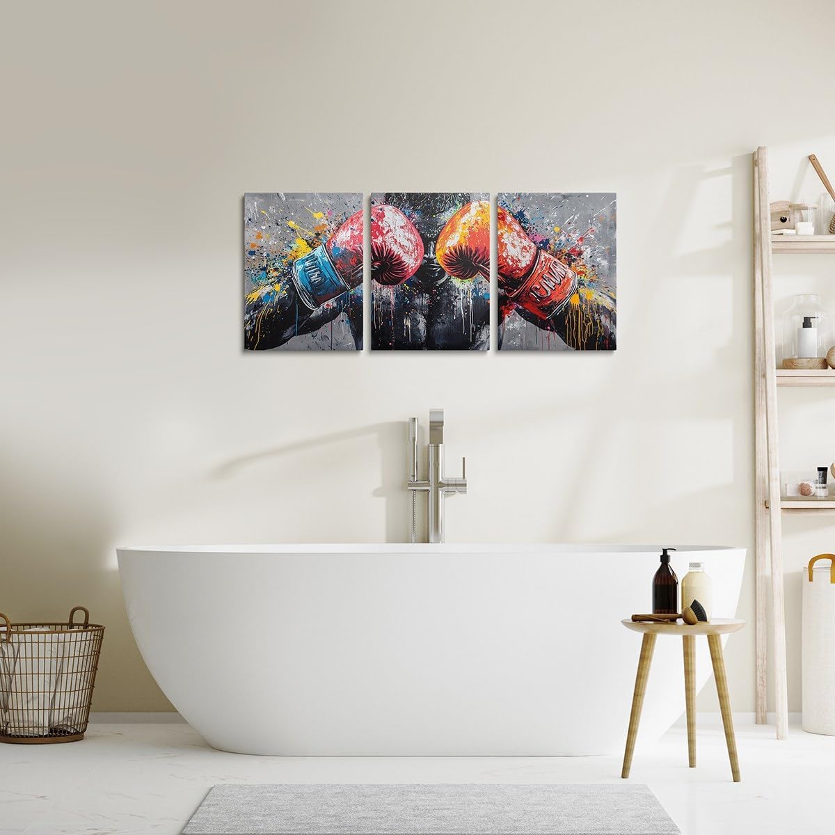 Erosebridal Boxing Canvas Wall Art 3D Sports Framed Wall Art Colorful Boxing Canvas Paintings Graffiti Inspirational Colorful Poster Prints Pictures For Bedroom Office 12"X 16"X 3 Panel