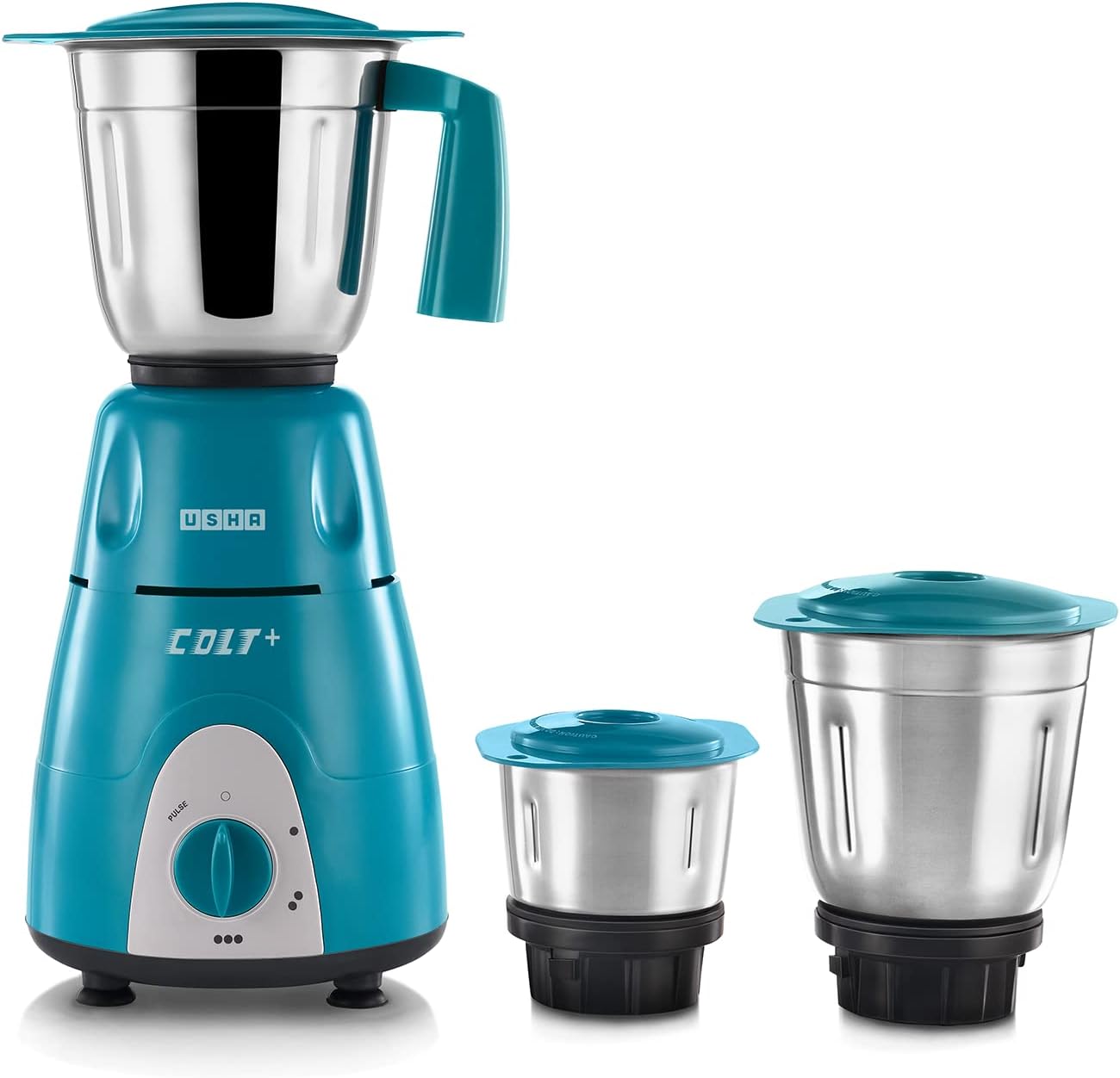 Usha Colt Plus MG 3772 750-Watt Copper Motor Mixer Grinder with 3 Jars and 2 years Product Warranty & 5 Years Motor Warranty (Green)