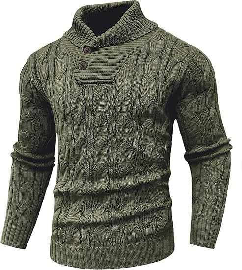 Zaitun Men's Turtleneck Sweater Fisherman Style Cable Knit Pullover Warm Lightweight Breathable Winter Sweater for Men