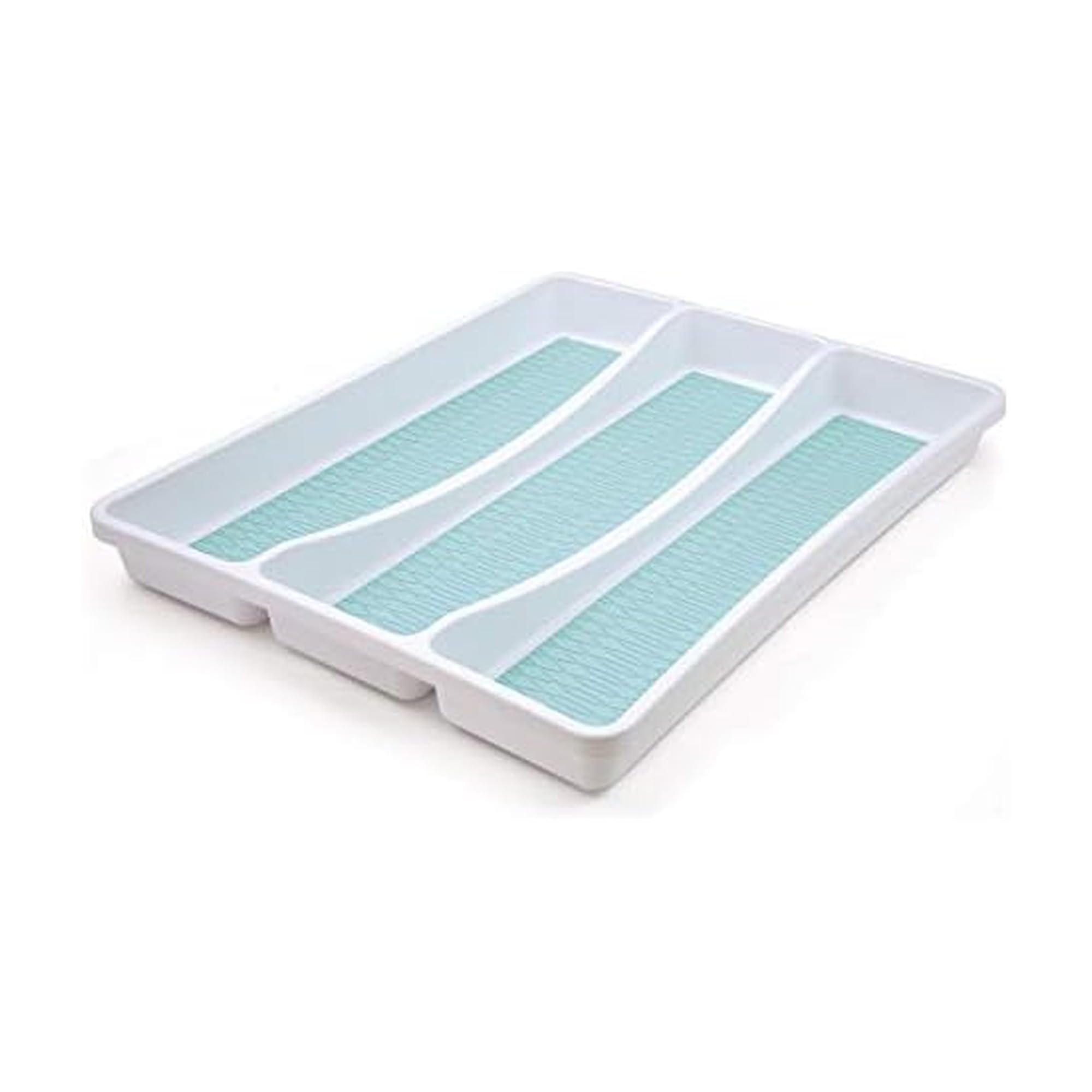 Copco Basics 3 Compartment Drawer Organizer, 16.14-Inch, White and Aqua Sky