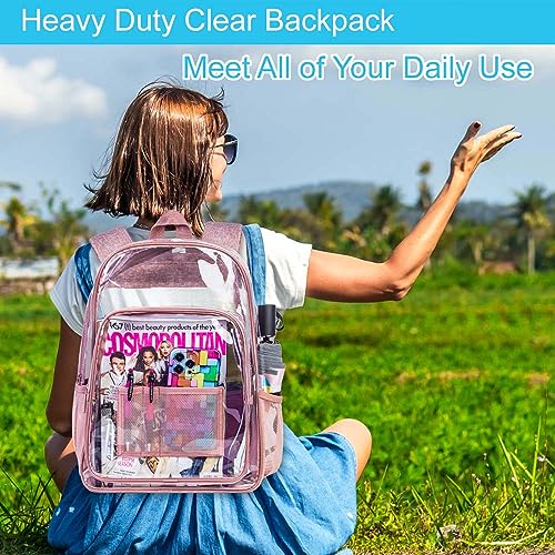 Image of AGSDON Clear Backpack, Heavy Duty Transparent Bookbag, See Through PVC Backpacks for Women Men