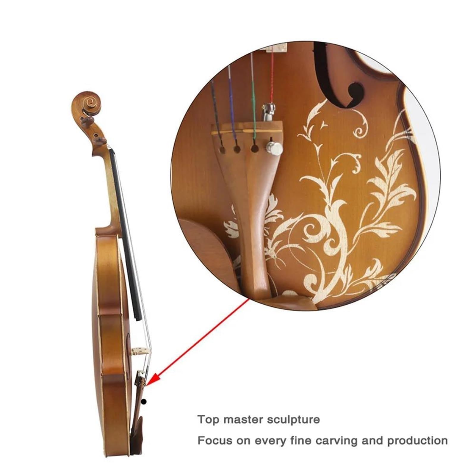 Violin Set 4/4 Violon Acoustique Solide Sculpté Bois Couleur Naturelle Tilleul Violino Kits Avec Étui Arc Pour Les Débutants(Set 2)