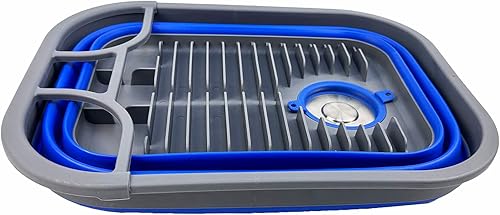 Miniatura 2 de SAMMART Escurridor de platos plegable de 15 litros (3.96 galones), estante de secado plegable, organizador de vajilla portátil, bandeja de