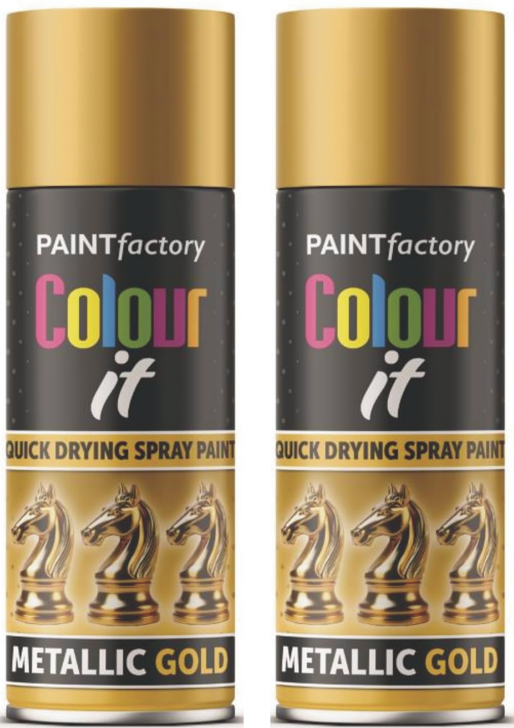 Hitlineuk Gold 2 X Metallic Shimmering Spray Paint Interior & Exterior Aerosol Can 200Ml