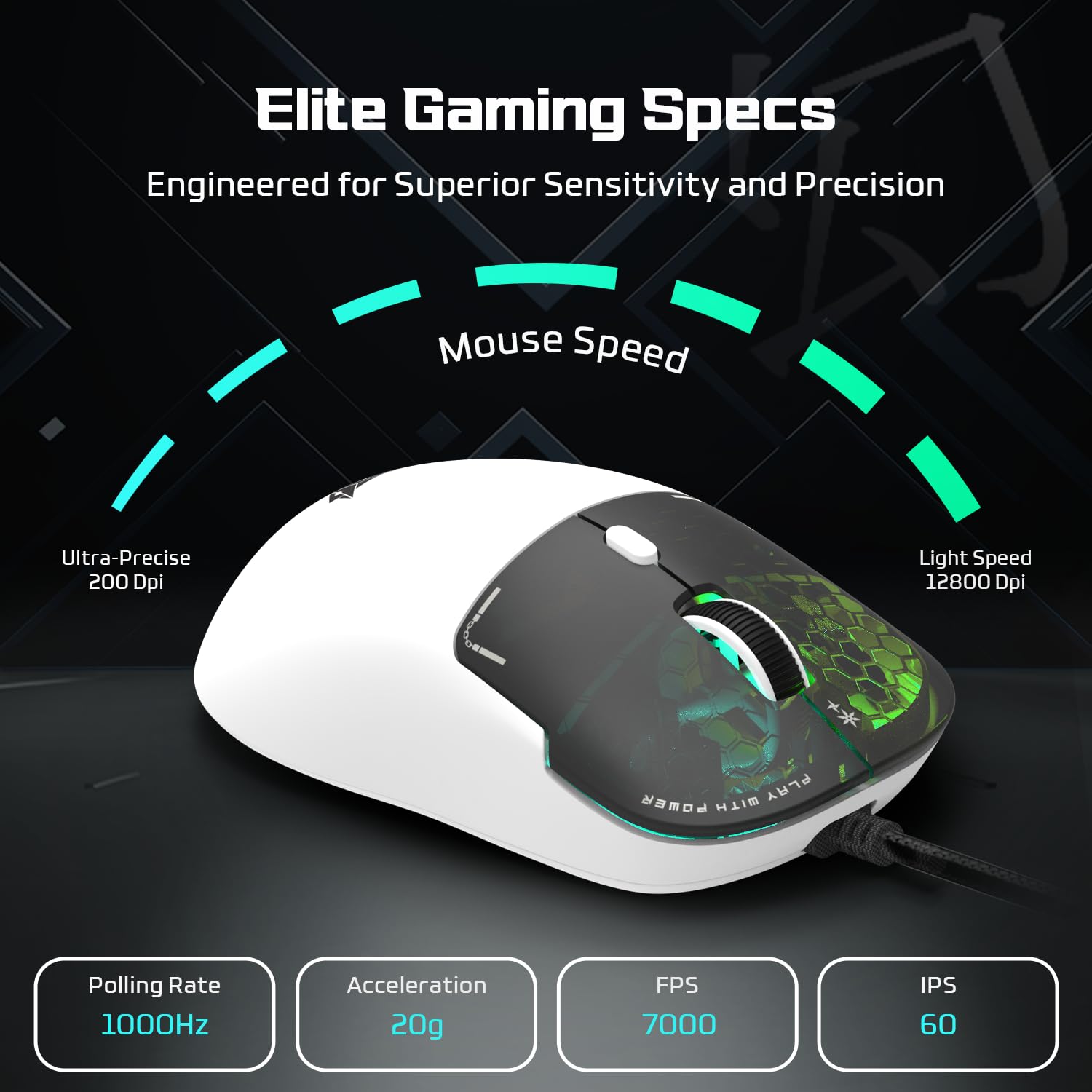 EvoFox Phantom Air Ultra Lightweight Gaming Mouse 54g | Upto 1000Hz Polling Rate, 7000 FPS, 12800 DPI | Honeycomb RGB Lighting | Fully Programmable with Windows Software & On-Board Memory | White — Amazon image 2