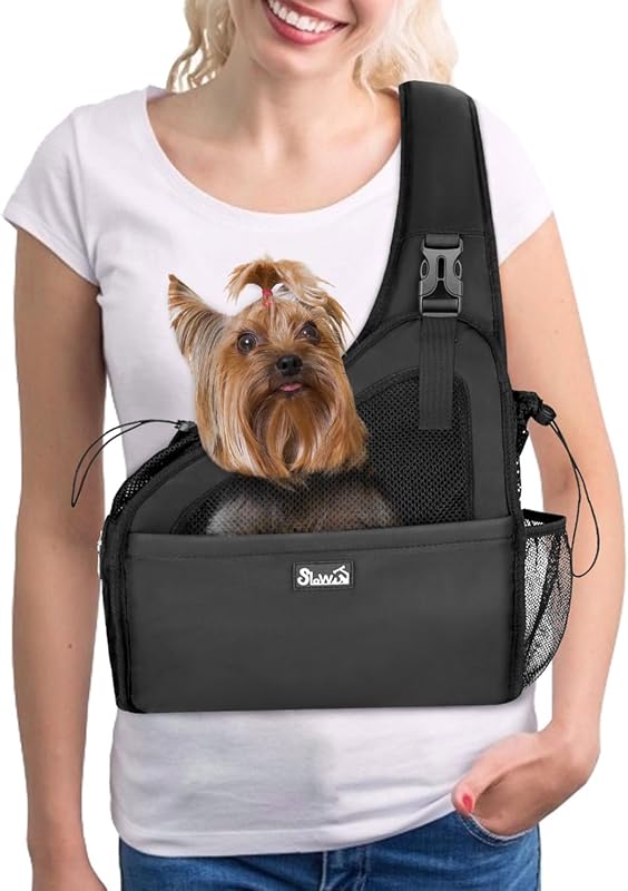 Peitoral tipo Sling para Cães Pequenos Lukovee com Base Rígida Removível e Alça Ajustável LUP107-2-B-WD-NA