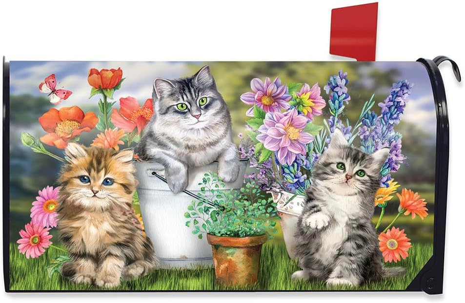 Briarwood Lane Mailbox Cover - Standard Size - Garden Cats Spring for Spring Mailbox Cover