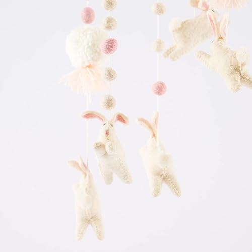 Miniatura 4 de Mud Pie Cuna de bebé conejito móvil, blanco