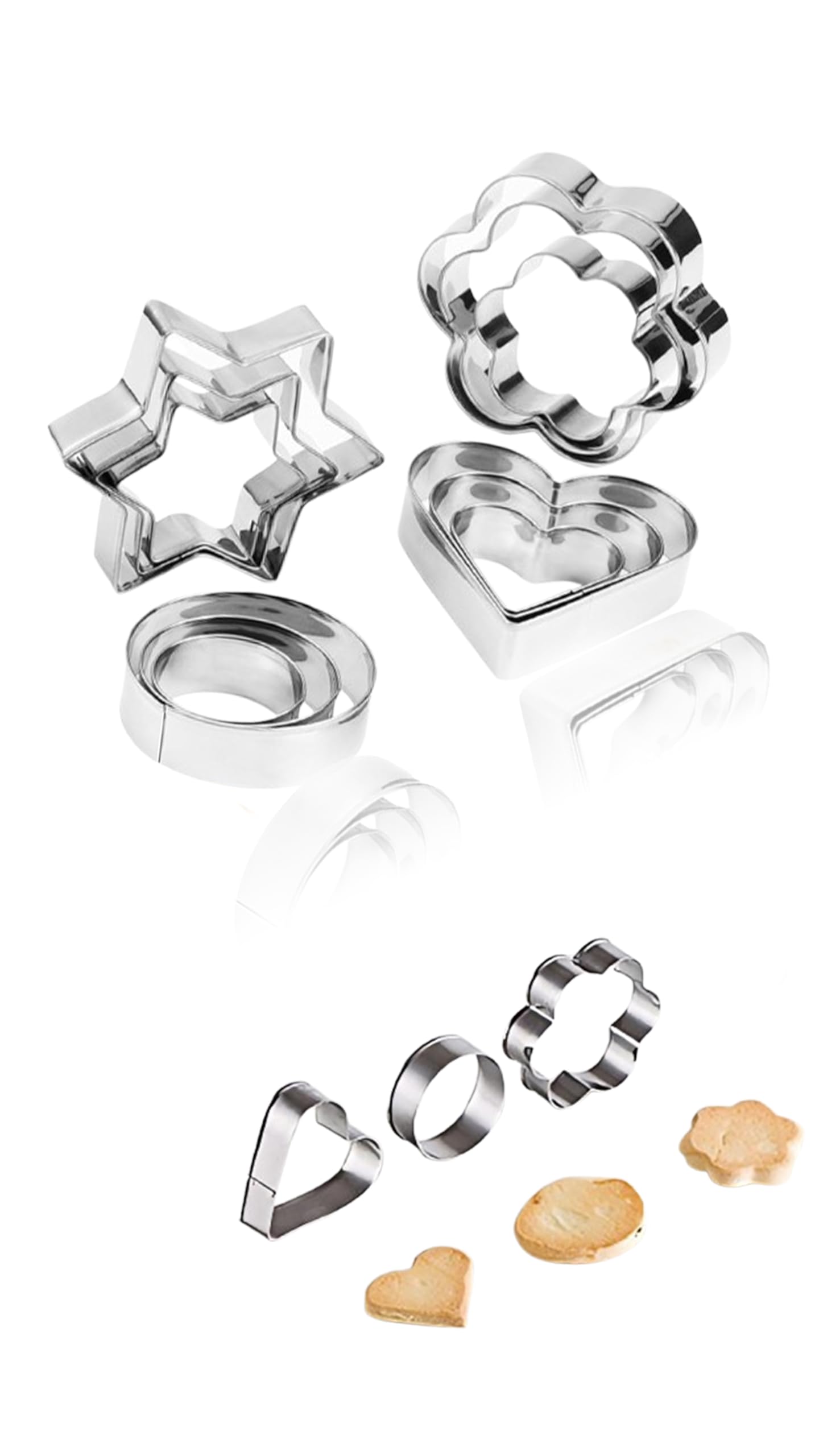Sweet seven Stainless Steel Cookie Cutter Set - Round, Heart, Flower, Star Shapes - Baking Molds for Delightful Treats - 12 Mini Cutters for Creative Baking Adventures