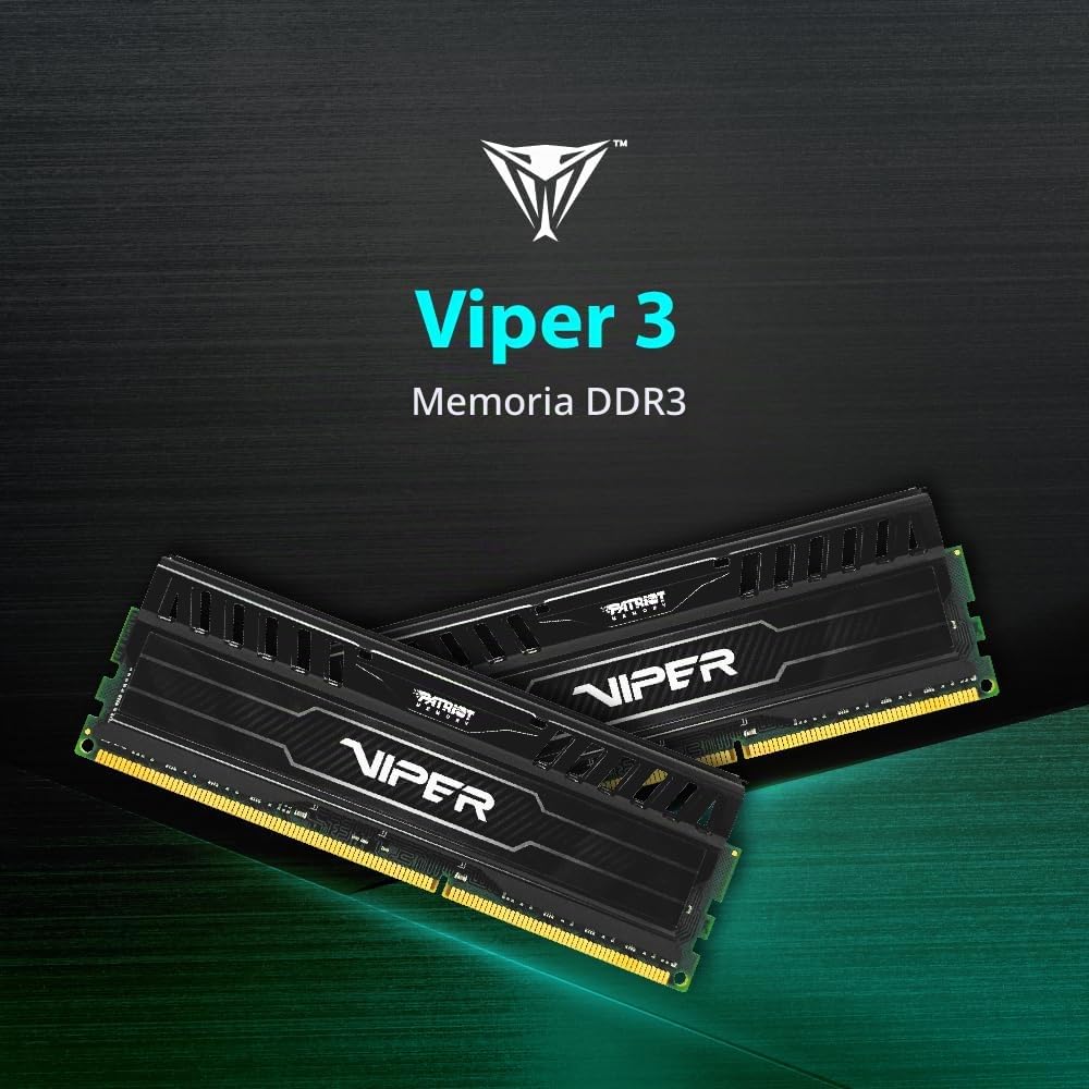 Patriot Memory Viper 3 Black Mamba DDR3 1866 16GB (2x8GB) C10 Kit Memoria de Juego XMP 1.3 Negro PV316G186C0K
