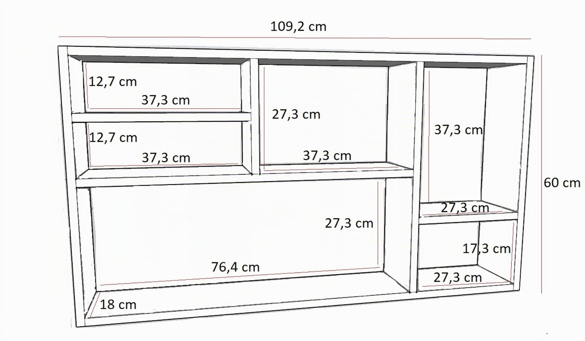 MATKAM Wandregal Milano für Bücher und Dekorationen, Stilvolles Hängeregal für Ihr Zuhause (Wenge)