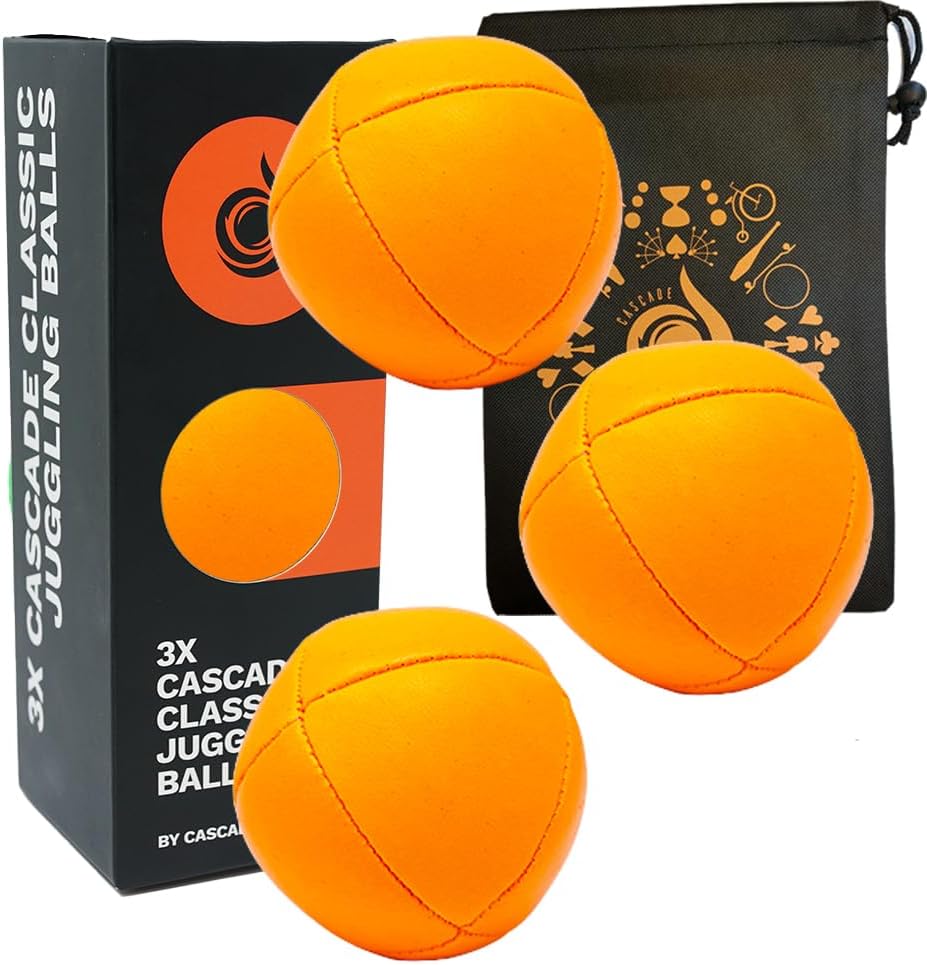 3 x Pro 105g Cascade 8 Panel Thud Juggling Balls & Bag - Set of 3 Juggling Balls (Orange)