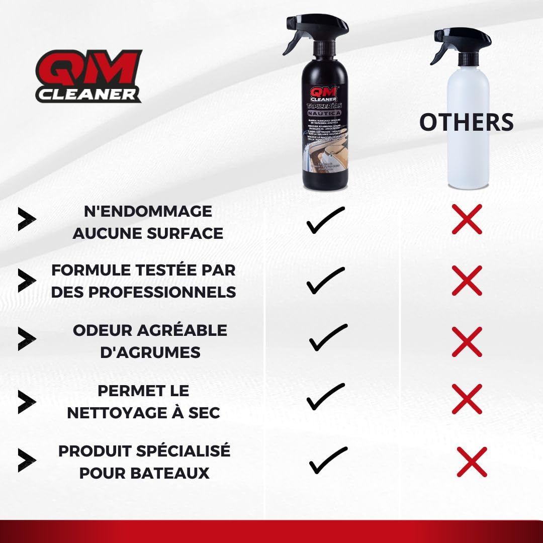 QM Cleaner - Nautique Tapisserie - Nettoyant spécifique pour l'entretien et Le Nettoyage de la Tapisserie de Bateau