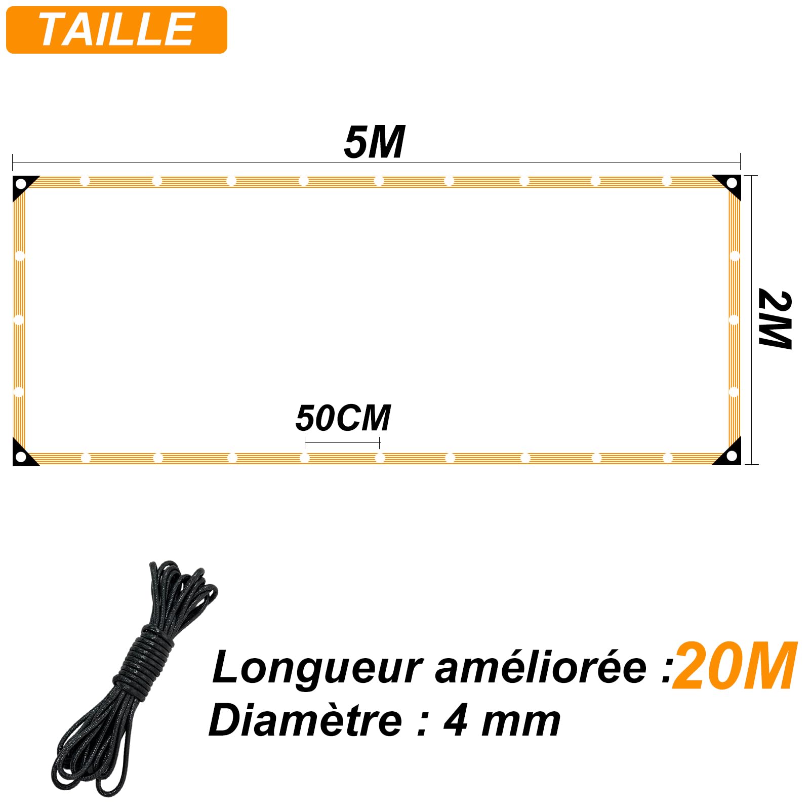 BeGrit 2x5m Bâche Transparente avec Oeillets Bâche Imperméable avec Corde Bache de Protection Plastique Bâches de Balcon Jardin Exterieur pour Serre Terrasse Plantes Meubles Pergola Extérieur