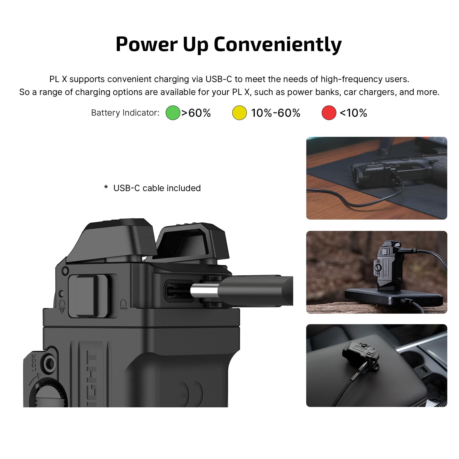 OLIGHT PL X Tactical Flashlight Rechargeable USB-C Dual Beams Strobe Combo 22,500 Candelas Spotlight and 1,200 Lumens Floodlight Adjustable & Reversible Lugs, for 1913 / GL Rail Mount (Matte Black) - 5