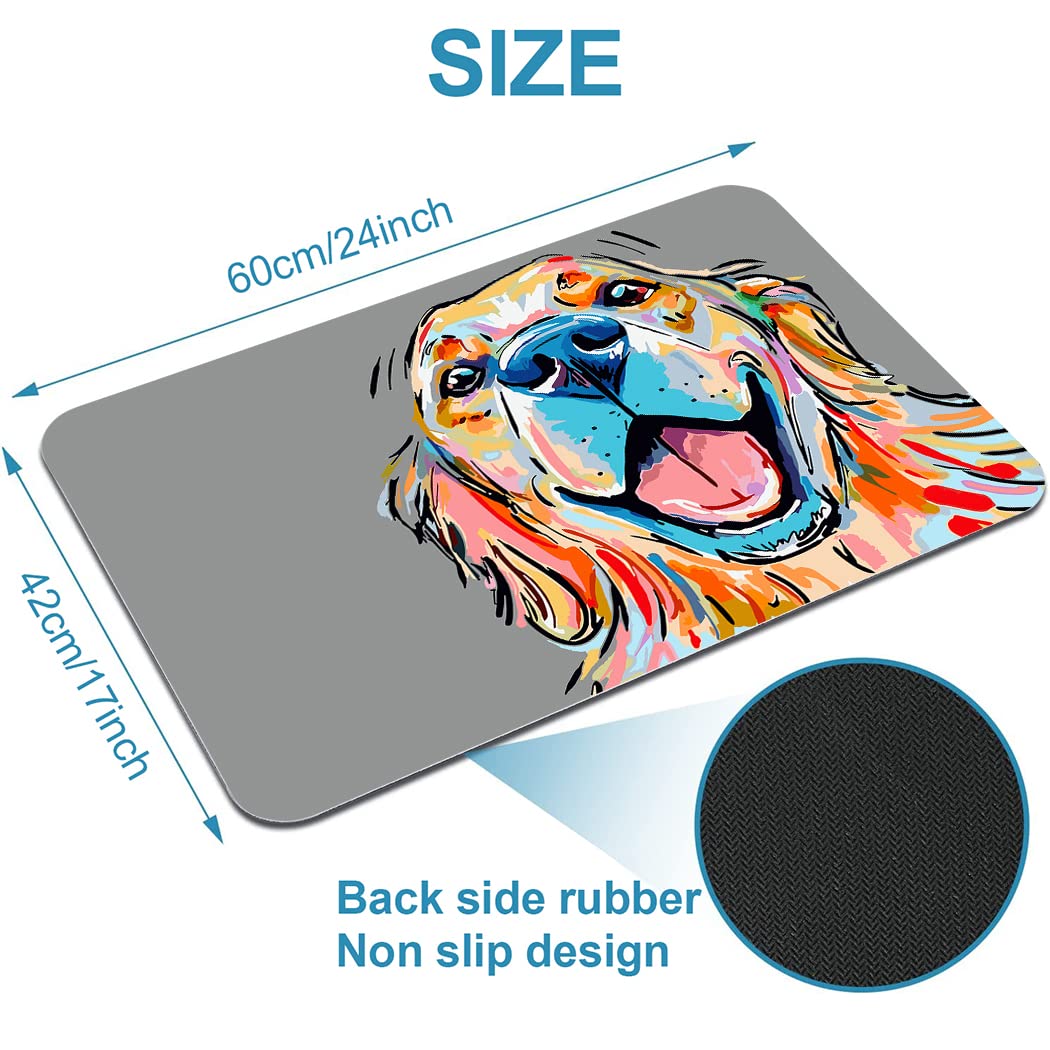 YISUMEI Watercolor Golden Retriever Dog Bathroom Mat, Non-Slip Super Absorption Bath Carpet with Rubber Backing - Image 4