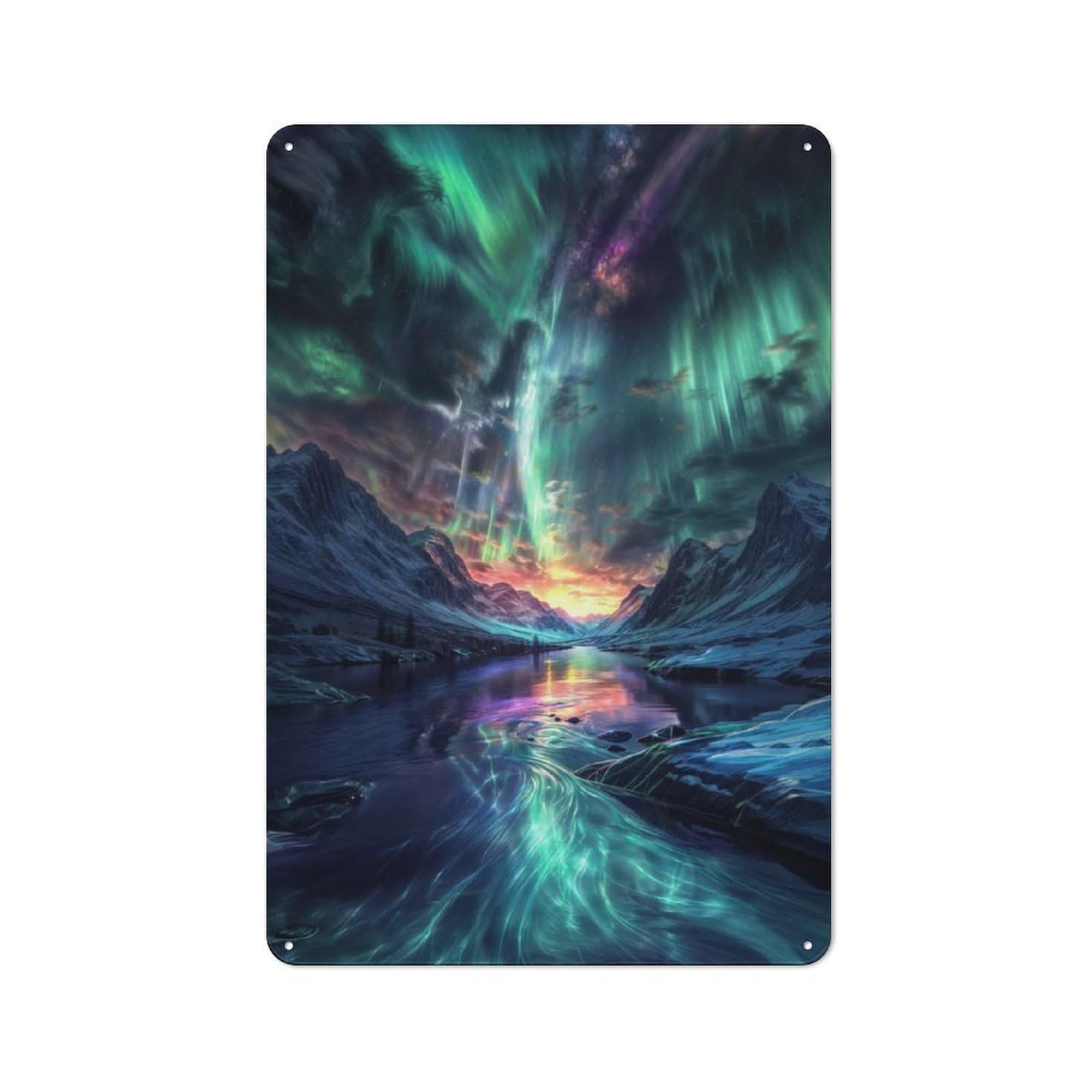 Junmoney Nordic Aurora Borealis Retro-Style Metal Sign 30X20cm For Studio Or Craft Room, Gift For Studio Decor Lovers During The Christmas Season