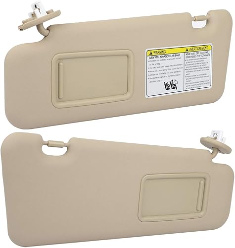 SCITOO Conjunto de viseras solares para los lados izquierdo y derecho para Toyota Highlander 2008-2013 con techo corredizo (beige)
