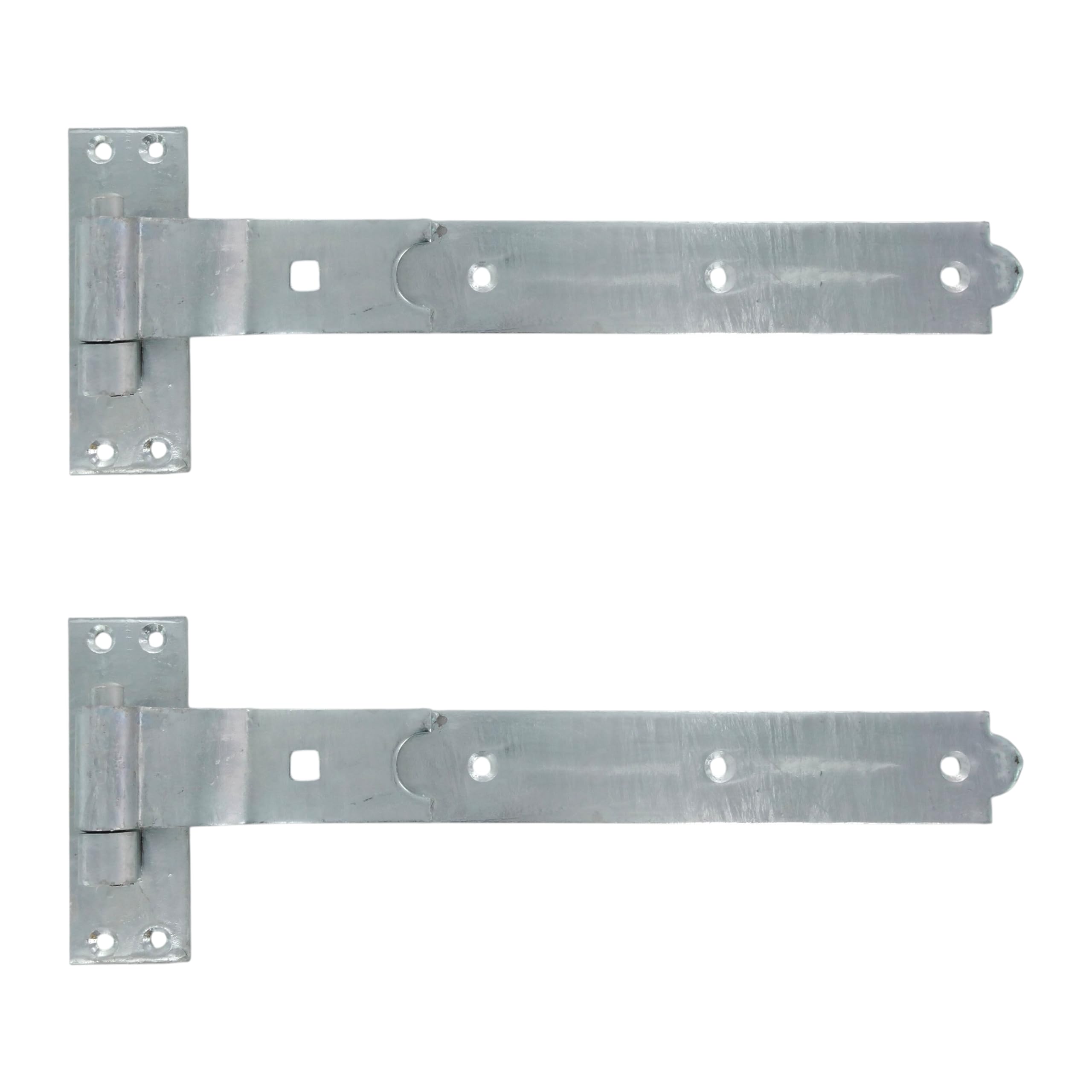 Merriway BH06864 Gate Hinges Heavy Duty Hook and Band Cranked Necked Galvanised 350mm (14 Inch) - Pack of 2 Pieces
