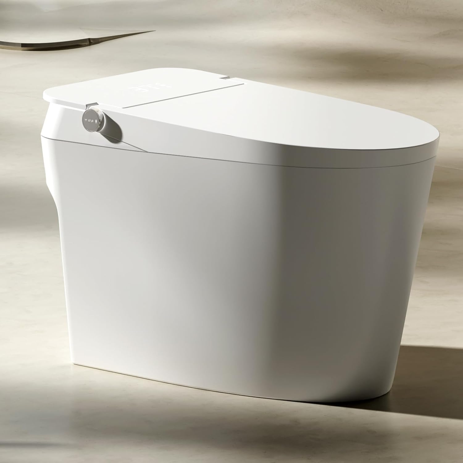 Modern Smart Toilet with Bidet Built In, One Piece Tankless Toilet with Auto Open/Close Lid, Heated Seat, Warm Air Dry, Night Light, Remote Control (Elongated White)