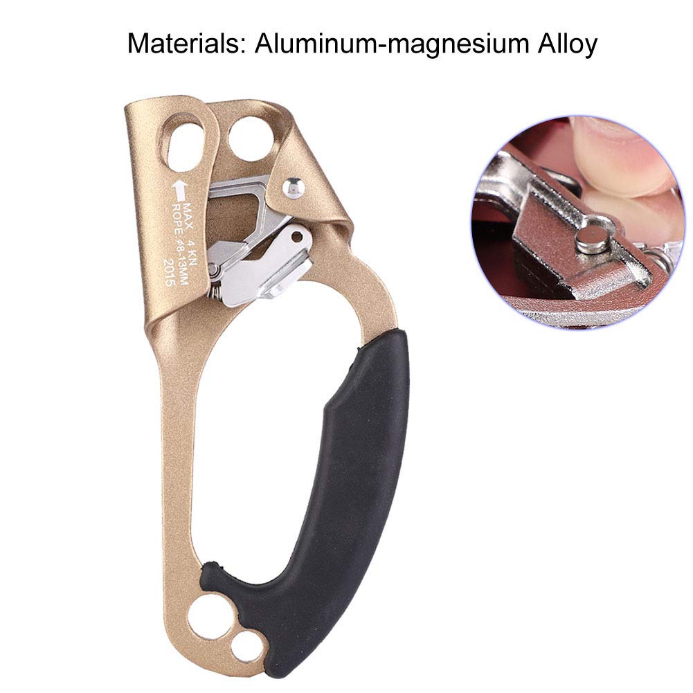 para Elevador de Rescate de Escalada Profesional, construcción de aleación de Aluminio y magnesio, Compatible con Cuerdas de 8-13 mm, fácil operación y Agarre Fuerte, (Color Titanio Claro)