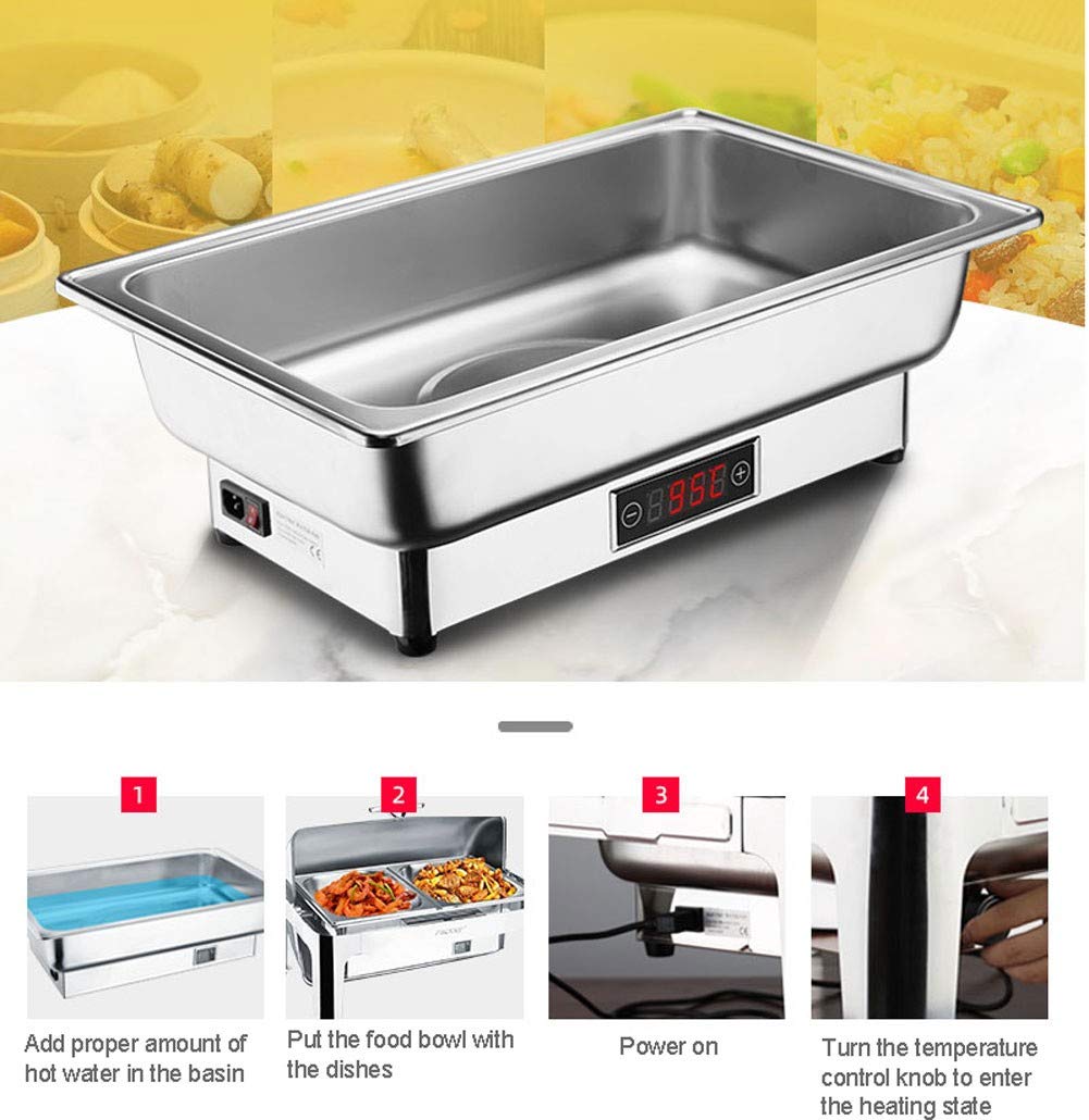 Chafing Dish, 9L Scalda-vivande Elettrico Professionale in Acciaio Inox per Buffet, Commerciale Contenitore Termico Scalda Cibo Buffet Server - Tieni Il Cibo in Caldogn 1/1