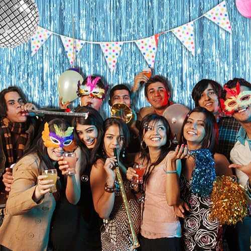 Image of 10 Pack Blue Backdrop Curtain Tinsel Streamers Ocean Themed Decor Birthday Party Decorations Foil Fringe Backdrop Graduation Baby Shower Bachelorette Winter Party Decorations Supplies