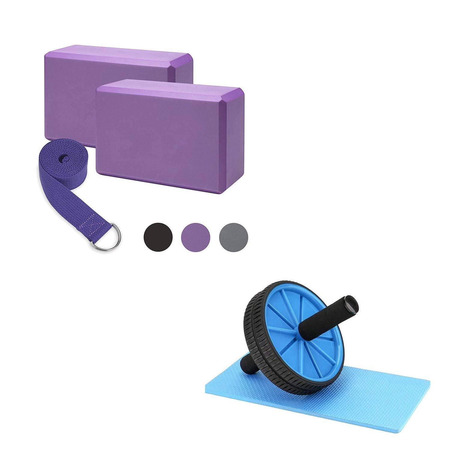 Serveuttam Yoga Block (2 PC) with Ab Wheel-High Density EVA Foam Block to Support and Deepen Poses,Aid Balance and Flexibility Resistant and Moisture-Proof with Yoga Belt & Ab Wheel (B08GP9DD61) Amazon Price History, Amazon Price Tracker