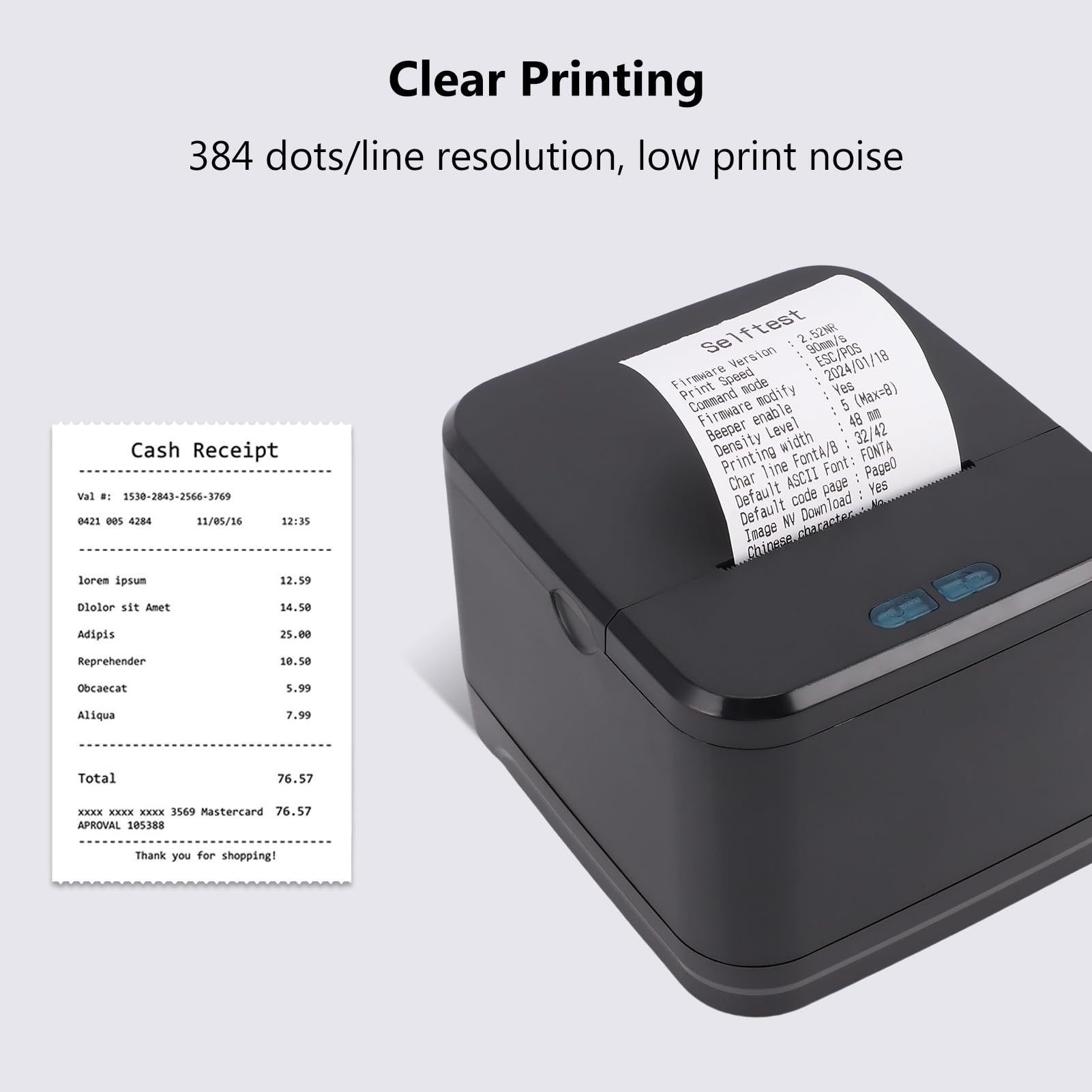 Bisofice Bondrucker Bluetooth 58mm, BT+USB+LAN, Belegdrucker Thermodrucker, Kompatibel mit Android/Windows für Restaurantverkauf Einzelhandel