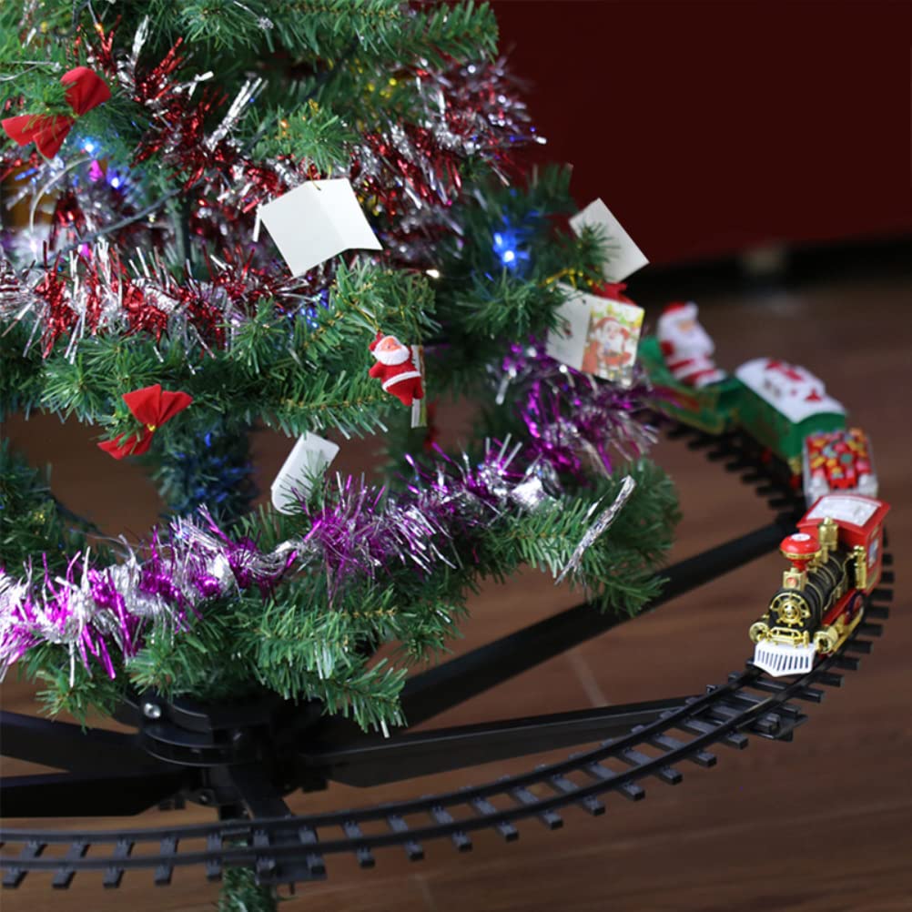 Coffret Train de Noël Lumières Électriques Sons 89 X 89 Cm | Jouet de Voiture Ferroviaire électrique, ABS, Décoration de Noël, Affichage pour la Maison, Piste Modulaire, 4 Piles AA Non
