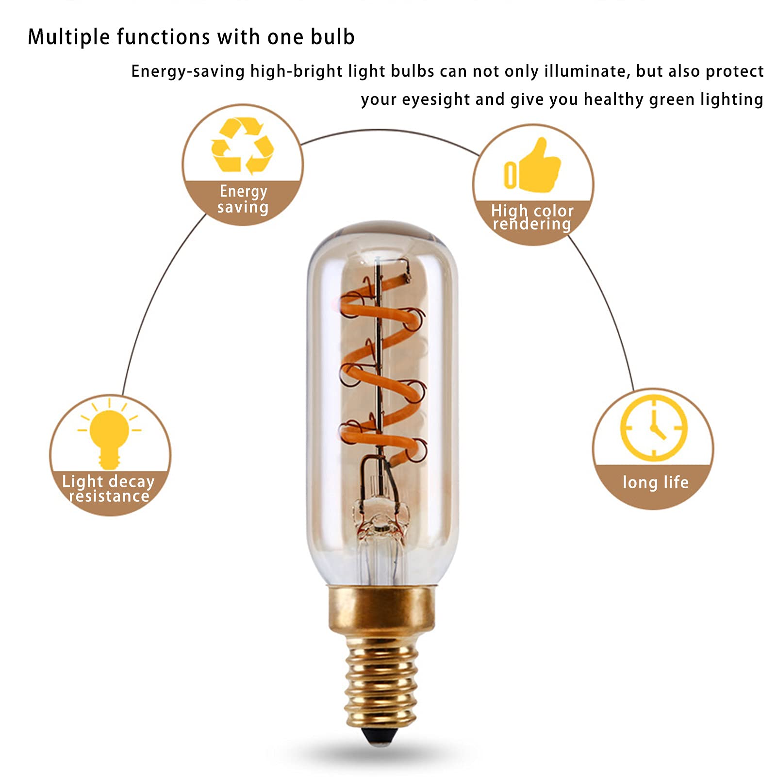 Lampadina LED vintage dimmerabile T25 3W filamento a spirale LED Edison E12 Lampadina, 2200k Giallo caldo, Lampadina illuminazione domestica senza sfarfallio, Confezione 4