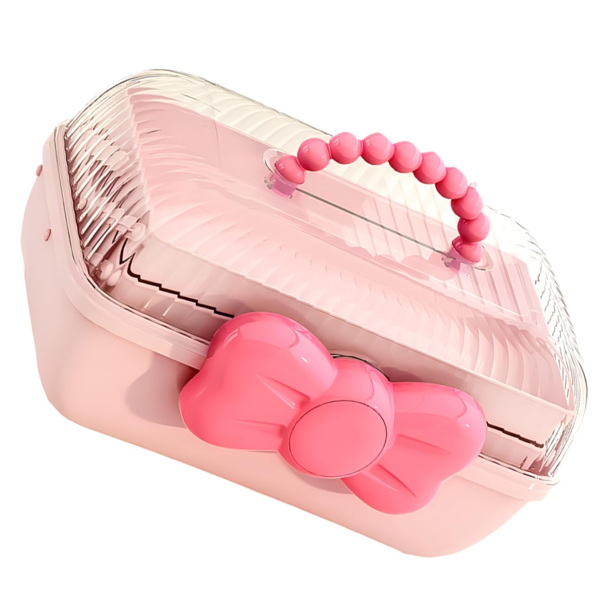 SOLUSTRE 2 Stück Süße Schleife Mädchen Schmuck Aufbewahrungsbox Tragbar Tragbar Haarband Haarspange Kopf Blume Mehrschichtiges Fach Schmuckschatulle Rosa Haarschleife Mädchen Haarschmuck