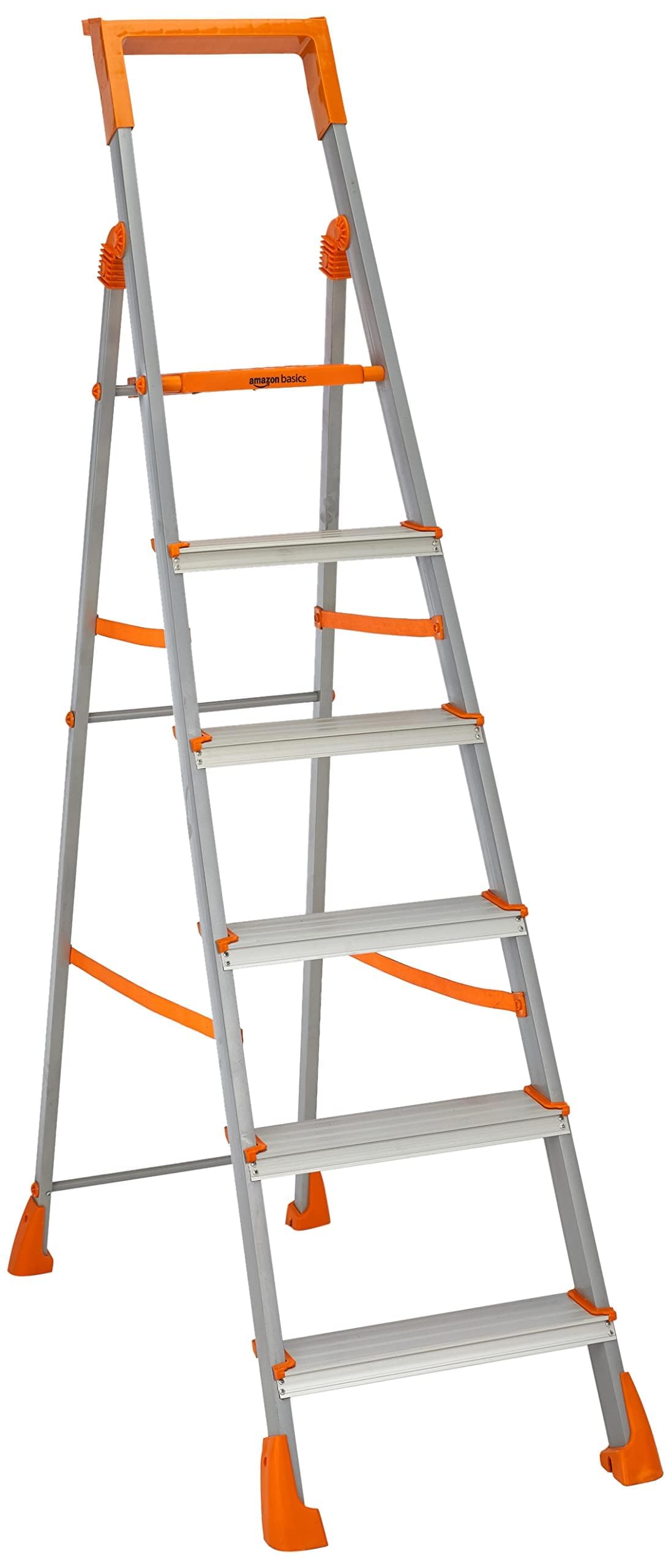 Amazon Basics Clamber Pro+ - Foldable Step Ladder with Tool Tray, Firm Grip, 6 Steps (Aluminium Steps, Orange & Satin) (B0BVZ71GTF) Amazon Price History, Amazon Price Tracker