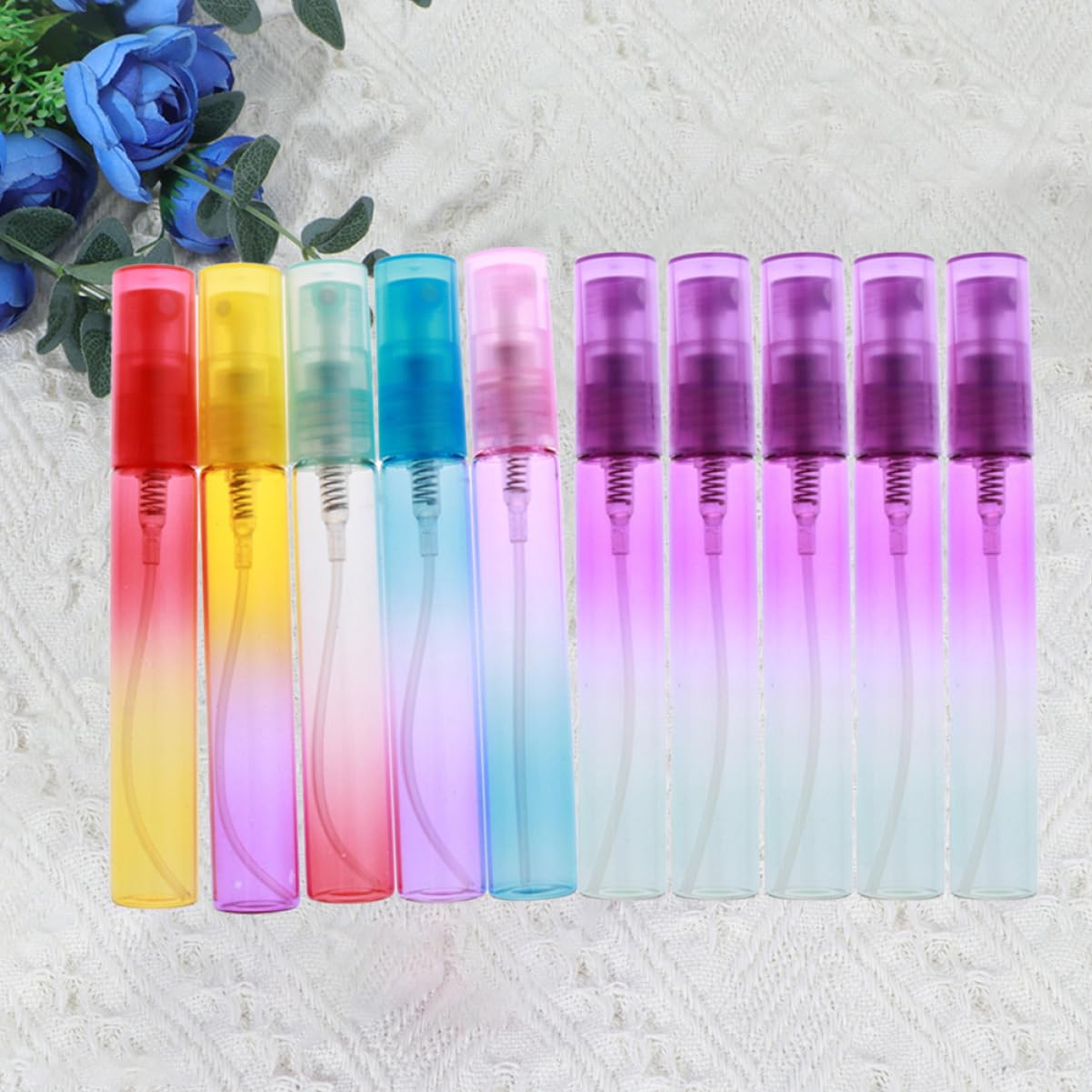 24 Pezzi Bottiglie Spray Gradiente in Vetro e Plastica 8ml | Viaggio e Attività All’aperto, Design a Pompa a Vite, Riutilizzabile e Facile da Riporre Colore Casuale