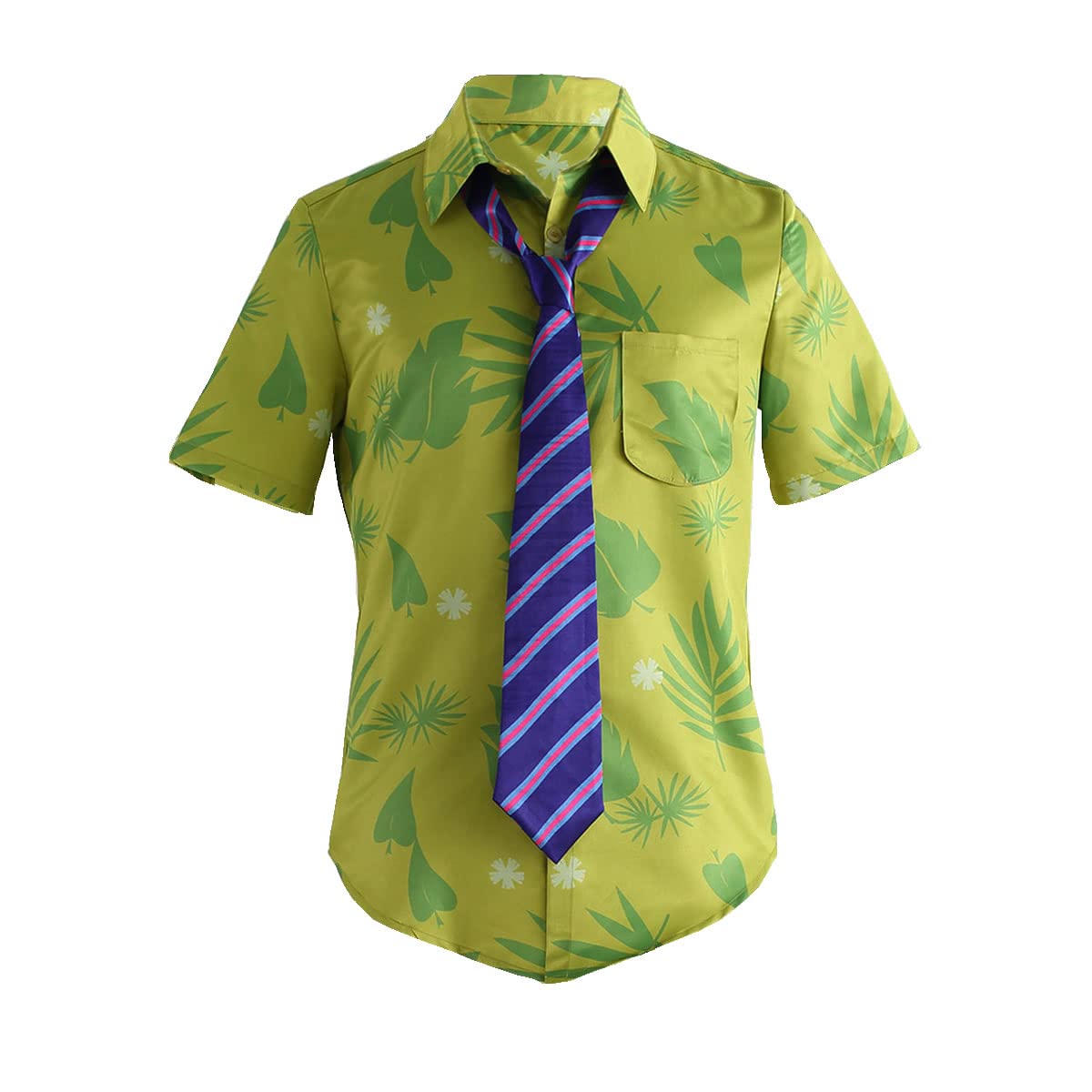 OURCOSPLAY Green Printed T-Shirt and Purple Tie Nick Wilde Cosplay Costume, Black, XL