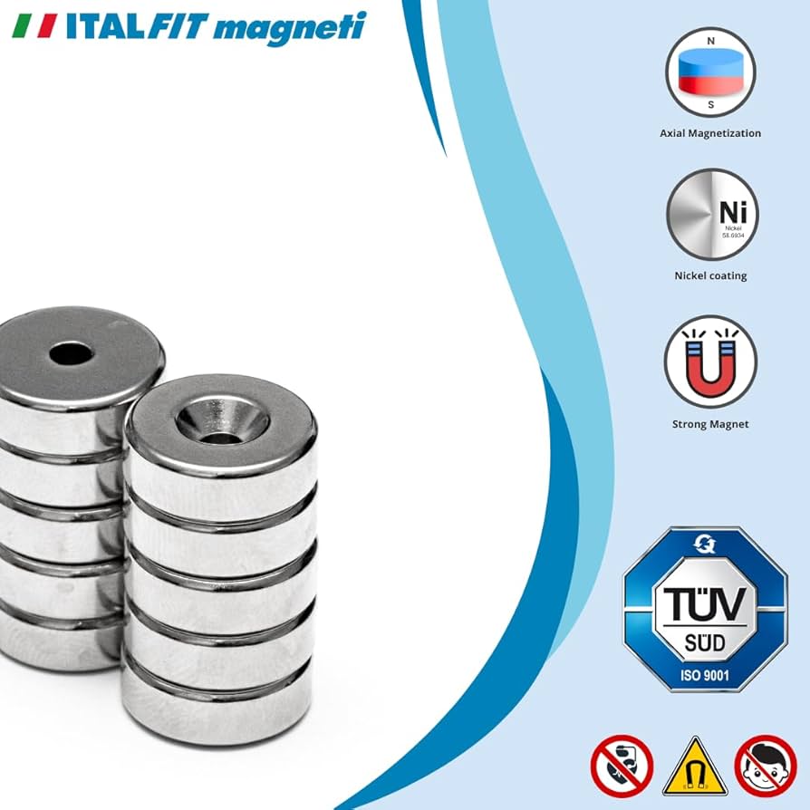 12 Calamite Al Neodimio ITALFIT - Gambo Filettato M4, Forza 9kg, Per Industria E Fai Da Te - Foto 4