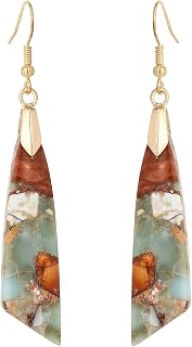 Plumiss Boho Agalmatolite Natural Stone Dangle Earrings Women Lightweight Hypoallergenic Unique Healing Gemstone Drop Jewelry Gift